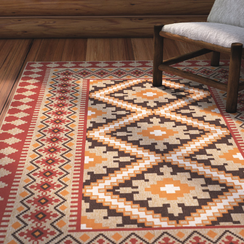Loon Peak Rangely Red Beige Indoor Outdoor Area Rug